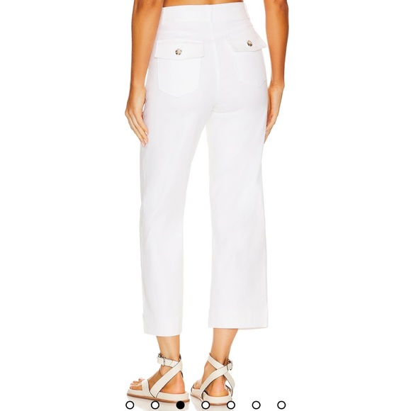 Spanx Twill Crop Wide Leg High Rise Pants White Small - Picture 2 of 10
